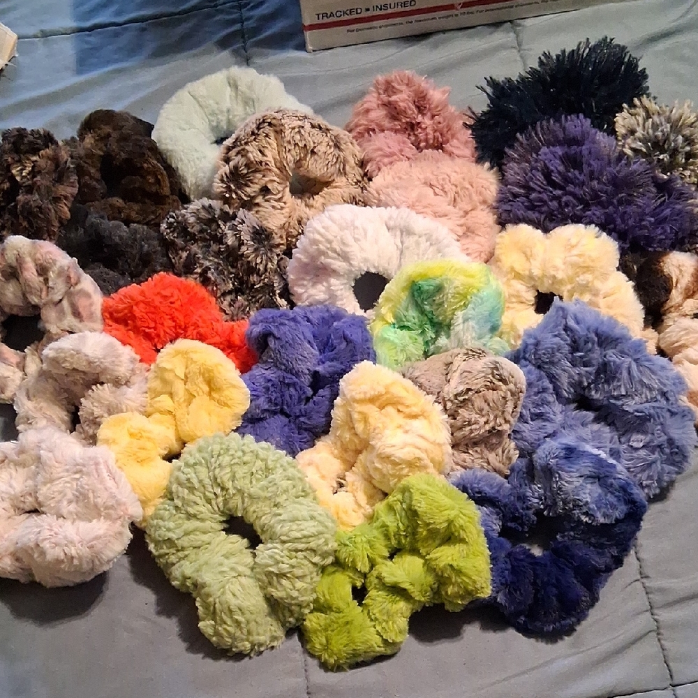 Colorful Fluffy Scrunchies Set